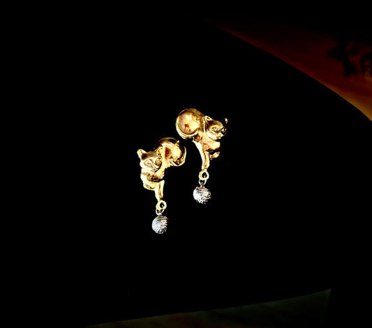 Gold Cat Earrings