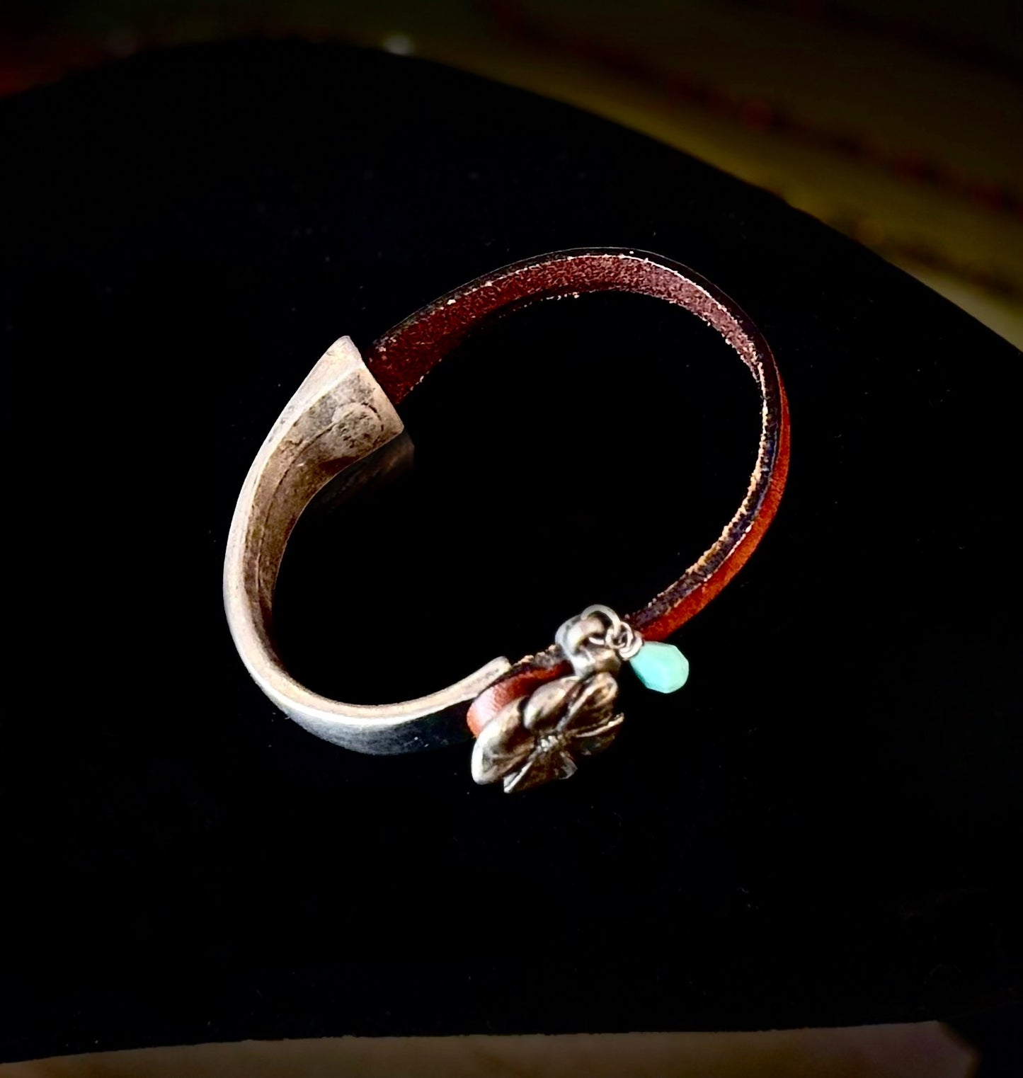 Turquoise Silver & Leather Bracelet